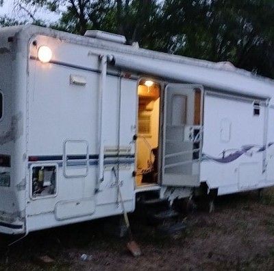 The HitchHiker Champagne Edition Camper where I live and work